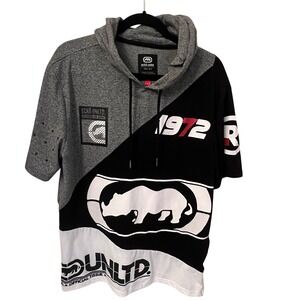 Ecko NWT Unltd Hoodie T-Shirt Slant Panel Stitch Short Sleeve Tee Mens  Large
